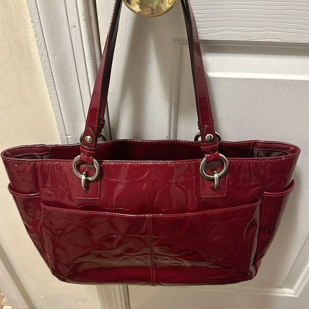 Red authentic Coach purse - Picture 7 of 8